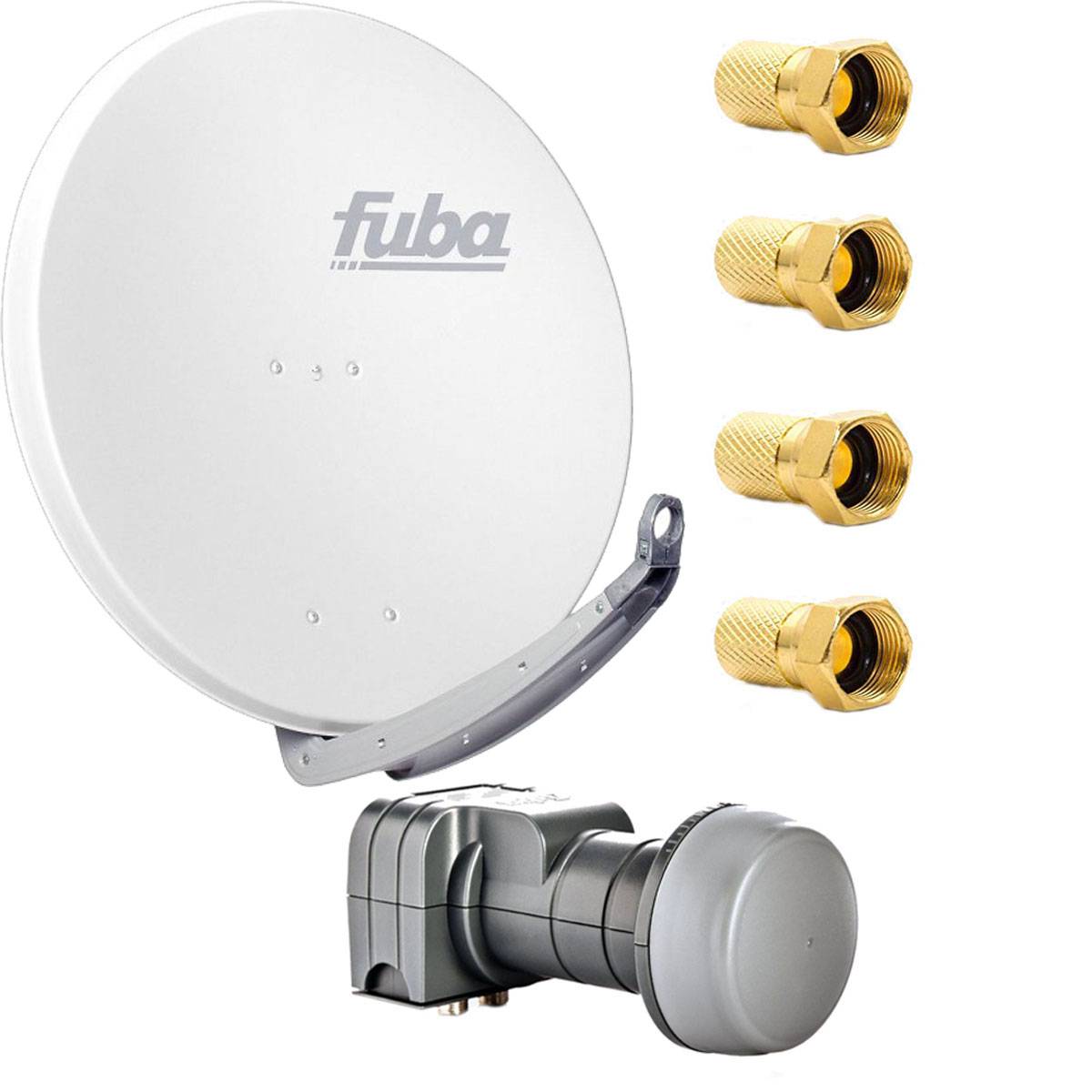 Fuba DAA 780 W Satellitenantenne 78cm Aluminium Weiß mit DEK 217 Twin LNB HDTV 4K 3D 4x F-Stecker