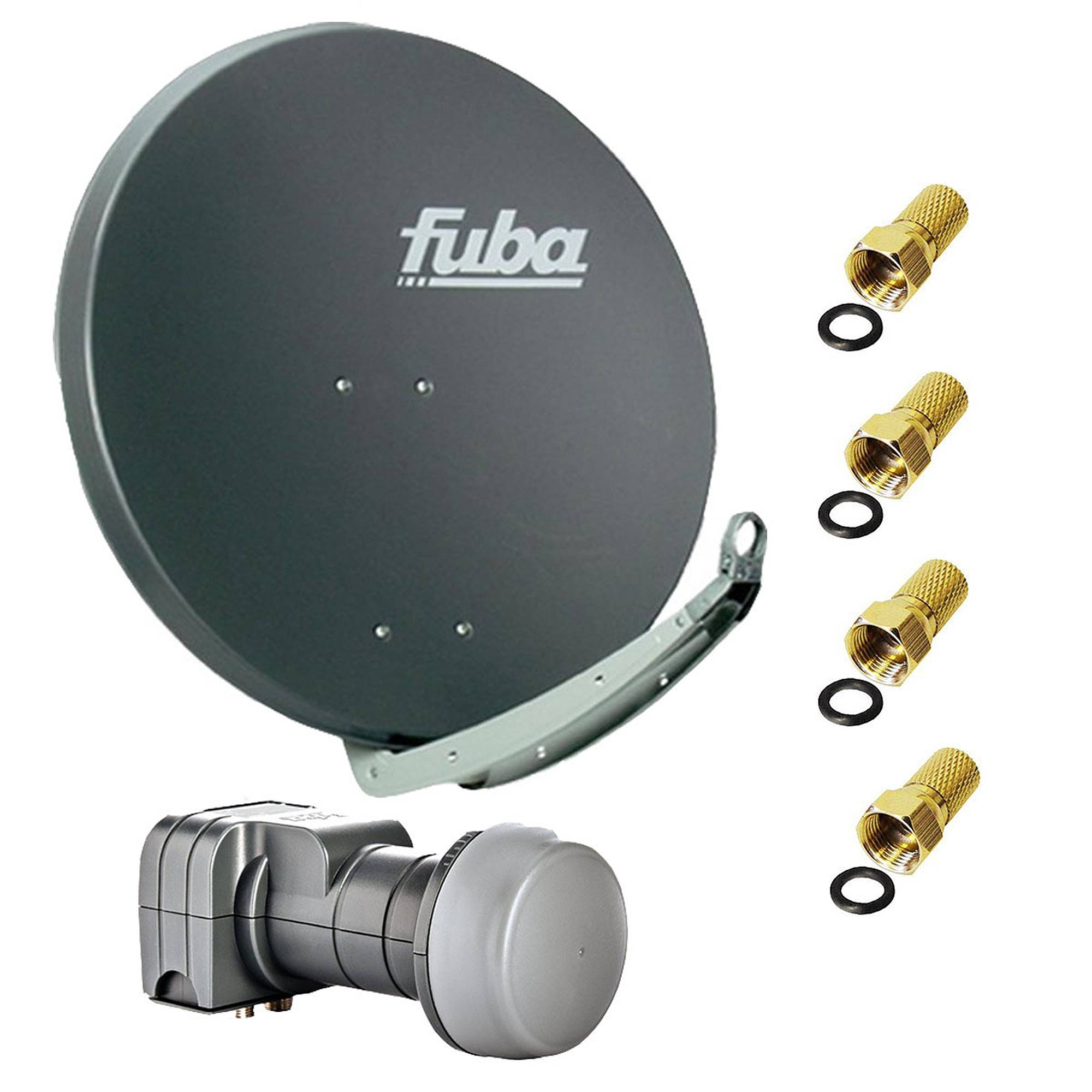 Fuba SAT-Anlage DAA 780 A Satellitenantenne 78cm Aluminium Anthrazit DEK 217 Twin LNB 4x F-Stecker