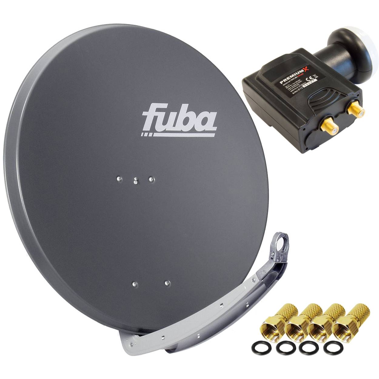 Fuba DAA 850 A Satellitenantenne Aluminium Anthrazit Premium X DELUXE Twin LNB Sat