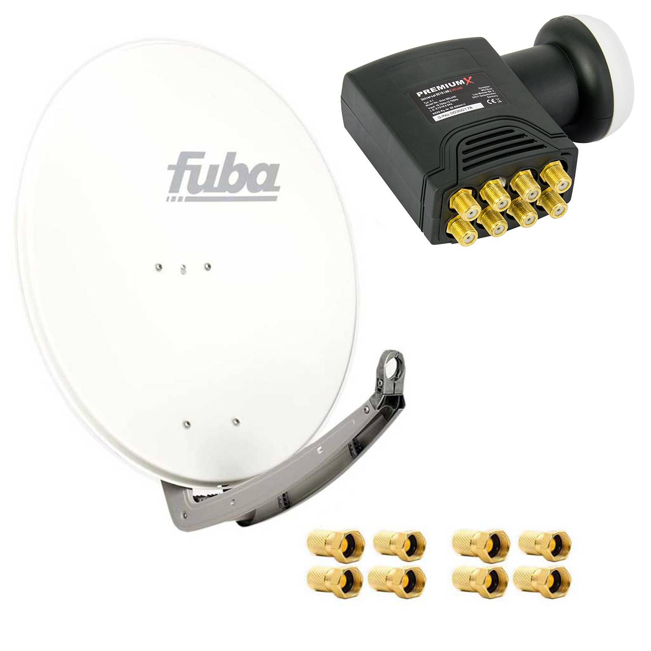 Fuba DAA 780 W Satellitenantenne Aluminium in Weiss HDTV 3D 4K Premium X DELUXE Octo LNB Sat