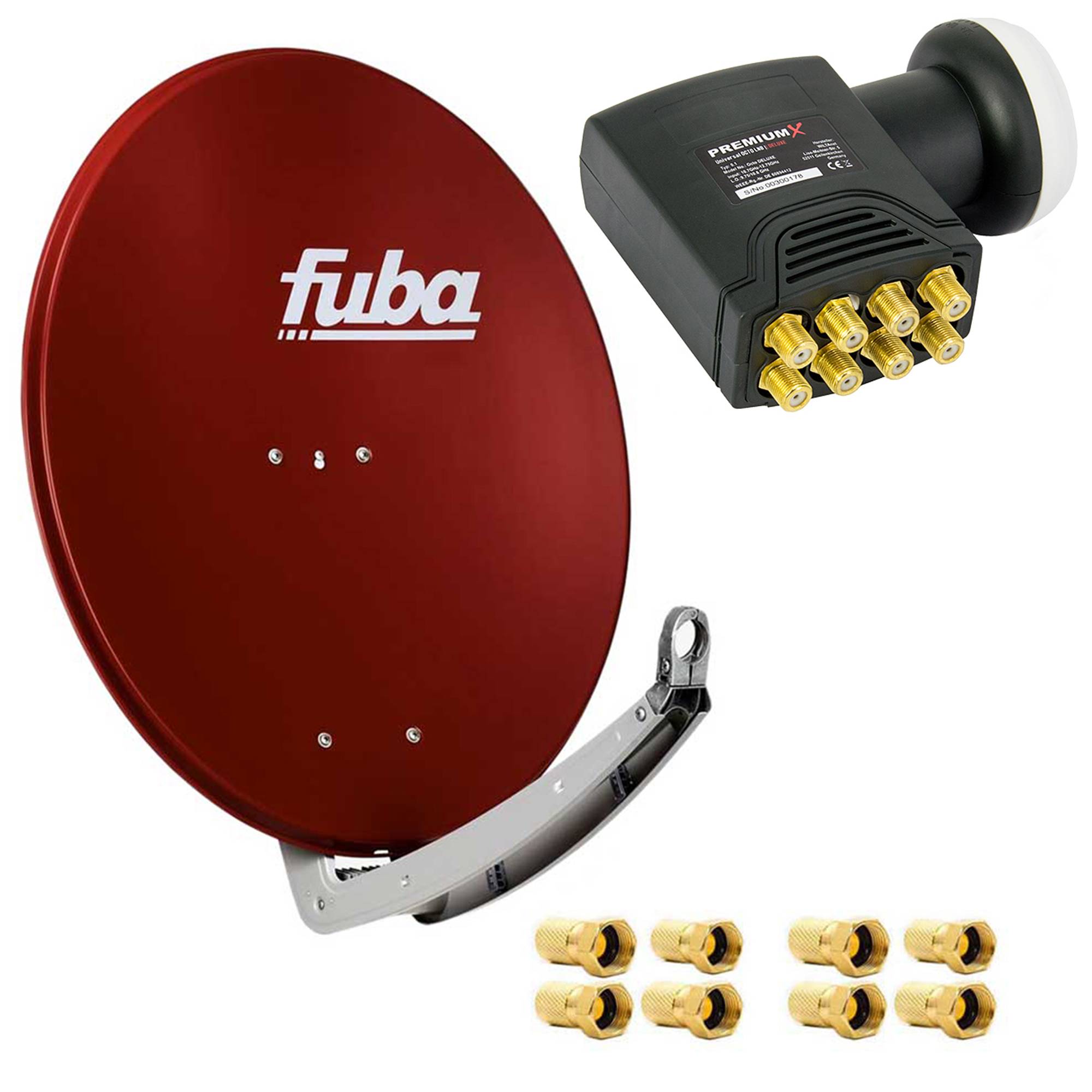 Fuba DAA 780 R Satellitenantenne Aluminium in Rot HDTV 3D 4K Premium X DELUXE Octo LNB Sat