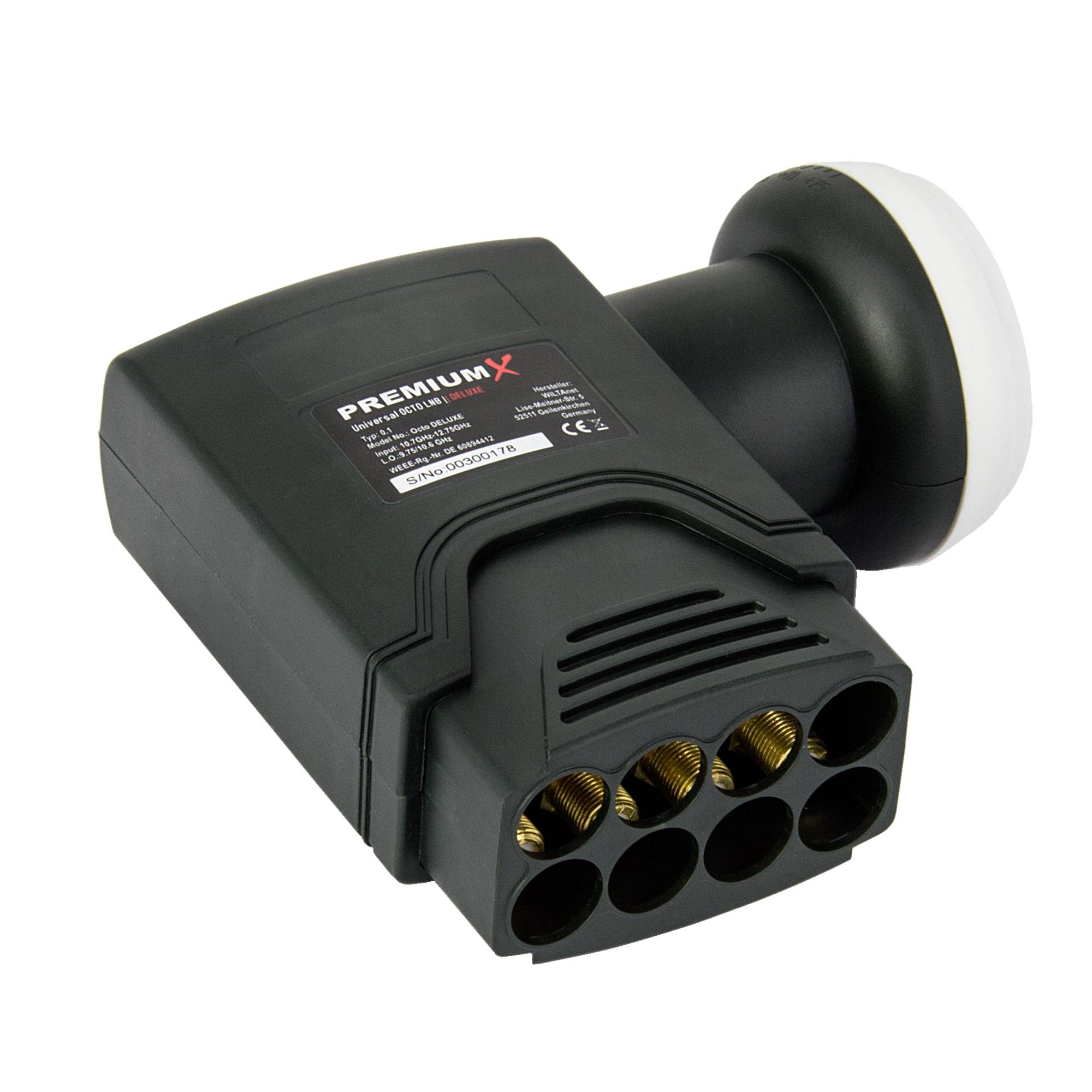 PremiumX DELUXE85 Satellitenantenne 85 cm Aluminium in Anthrazit Offset Antenne HDTV 3D 4KPremiumX DELUXE Octo LNB Sat