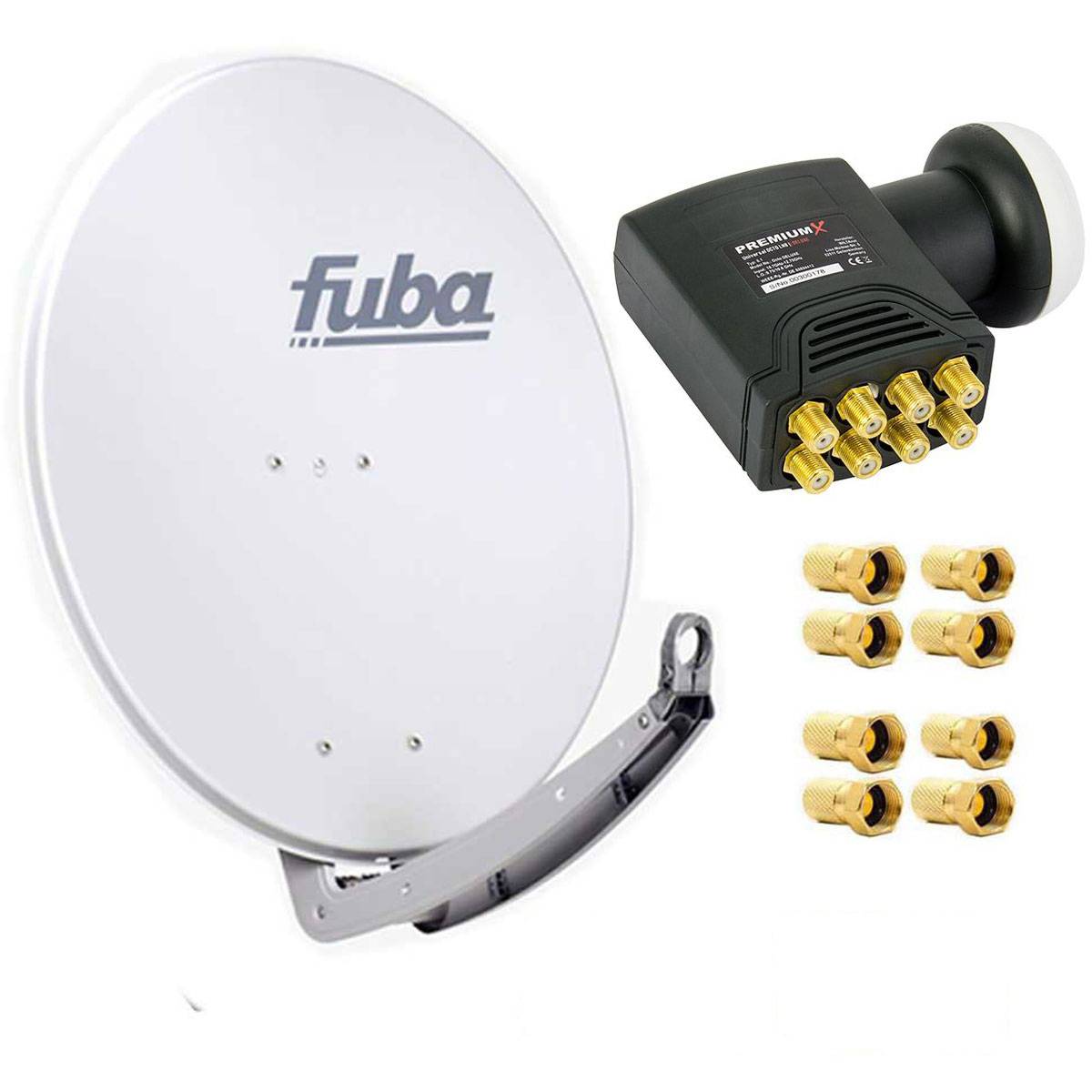 Fuba DAA 780 G Satellitenantenne Aluminium in Grau HDTV 3D 4K Premium X DELUXE Octo LNB Sat