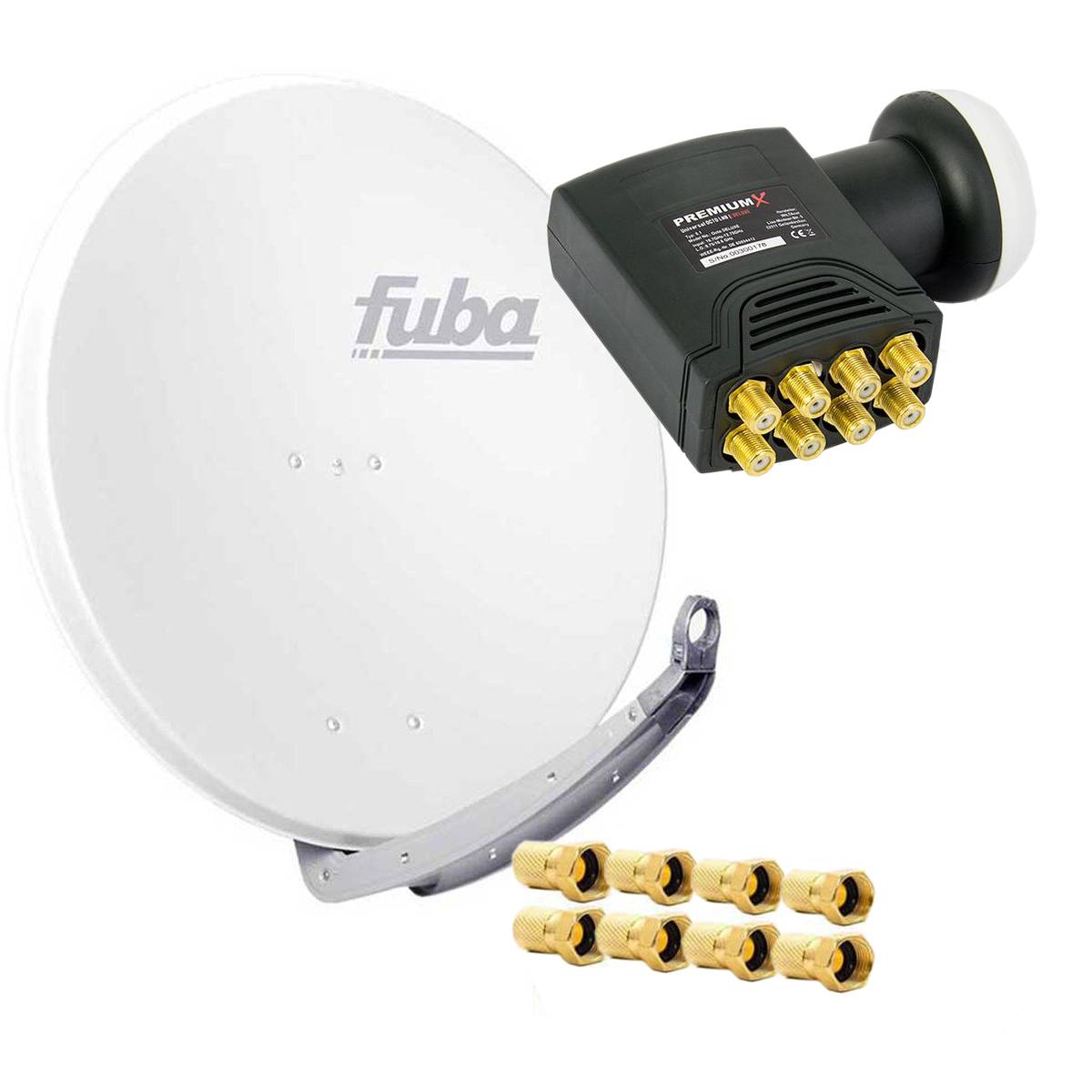 Fuba DAA 850 W Satanlage Set Aluminium Satellitenschüssel in Weiss HDTV 3D 4K Premium X DELUXE Octo LNB 1 Sat für 8 Teilnehmer