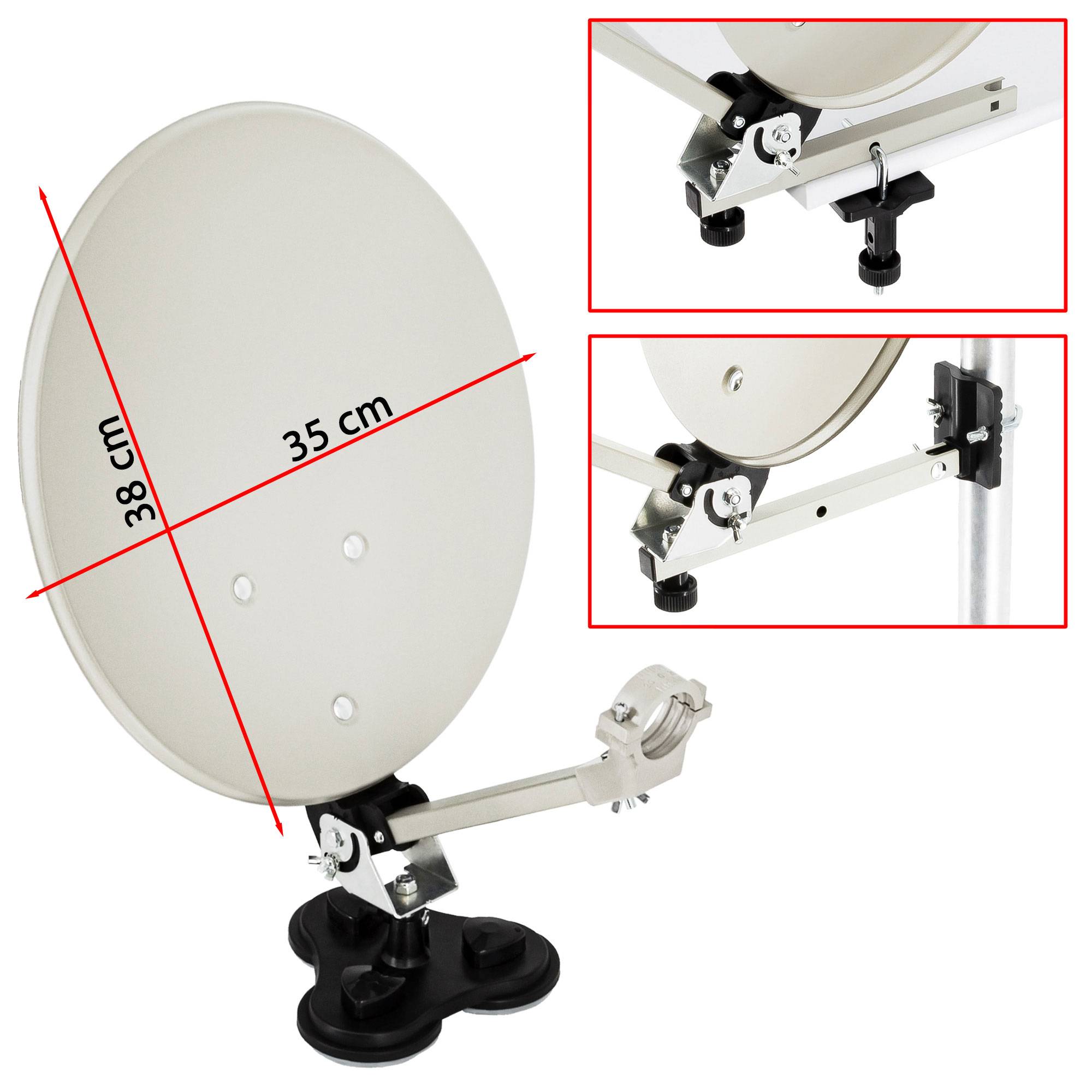 PremiumX Camping Satelliten-Anlage mobile Antenne im Koffer Single LNB TV SAT-Finder 10m Koaxial-Kabel F-Stecker Dreibein Stativ