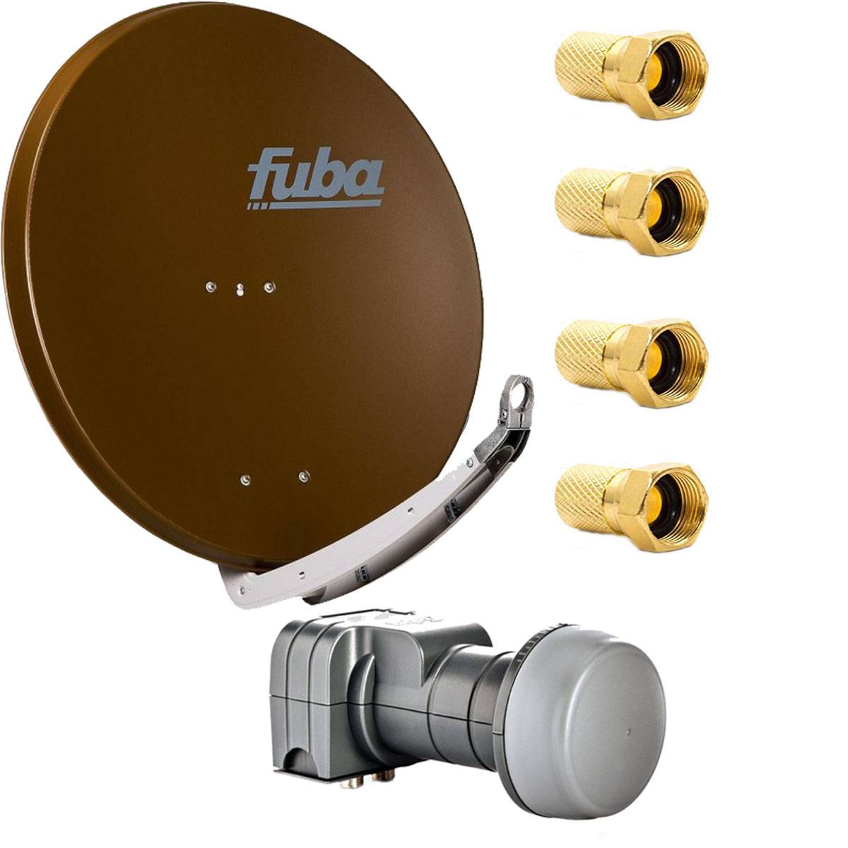Fuba DAA 780 B Satellitenantenne 78 cm Aluminium Braun mit DEK 217 Twin LNB 4 F-Stecker