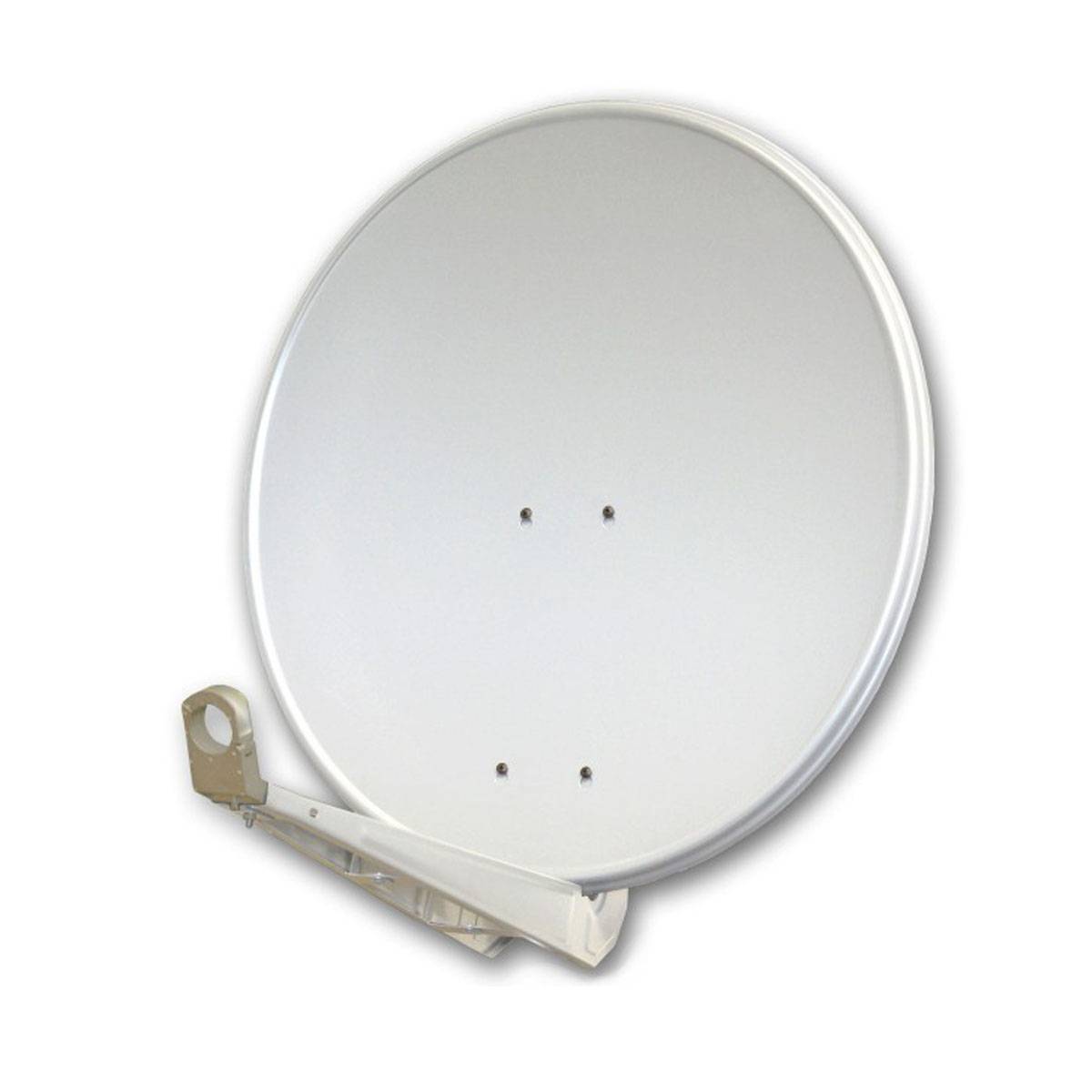 PremiumX DELUXE80 Sat Anlage 80 cm Alu Hellgrau Quad LNB LED Digital Komplett FULLHD 3D 4 Teilnehmer Satellitenschüssel 4K