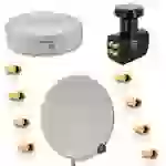 PremiumX Satelliten-Komplettanlage 80cm Satellitenschüssel Aluminium Hellgrau Quad LNB 50m Kabel F-Stecker, SAT bis 8 Teilnehmer PremiumX Satelliten-Komplettanlage 80cm Satellitenschüssel Aluminium Hellgrau Quad LNB 50m Kabel F-Stecker, SAT bis 8 Teilnehmer