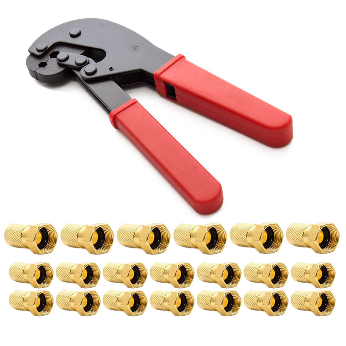 PremiumX PX-106C Krimpzange Crimpzange SAT Werkzeug für Satellitenkabel Presszange Crimping-Tool 20x F-Stecker