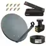 PremiumX Satelliten-Komplettanlage 60cm Satellitenschüssel Anthrazit Quad LNB 50m Antennen-Kabel SAT TV Receiver FullHD PremiumX Satelliten-Komplettanlage 60cm Satellitenschüssel Anthrazit Quad LNB 50m Antennen-Kabel SAT TV Receiver FullHD