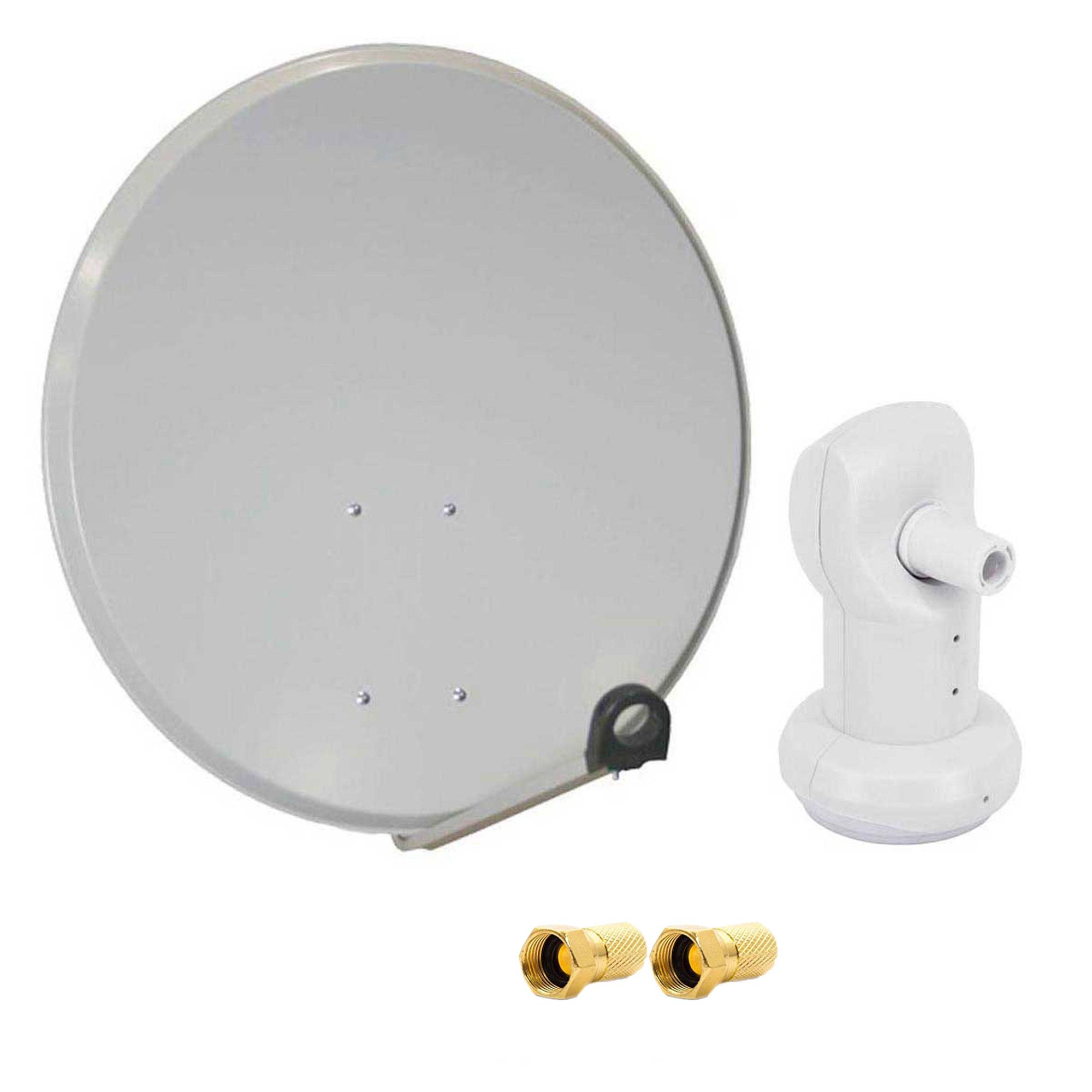 PremiumX Satelliten-Komplettanlage PXS45 Satelliten-Schüssel 45cm Stahl Hellgrau Single LNB für 1 Teilnehmer