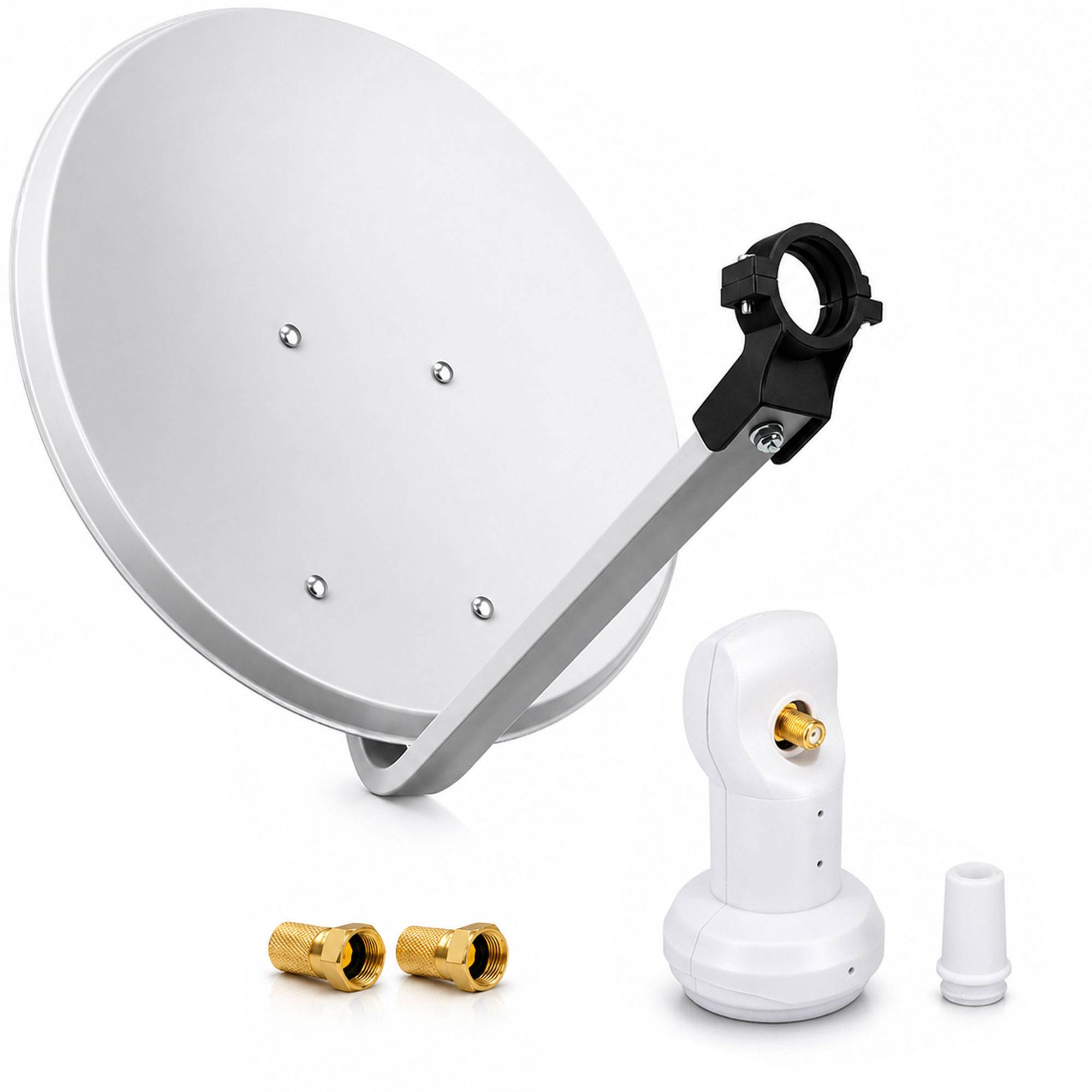 PremiumX Satelliten-Komplettanlage PXS45 Satelliten-Schüssel 45cm Stahl Hellgrau Single LNB für 1 Teilnehmer