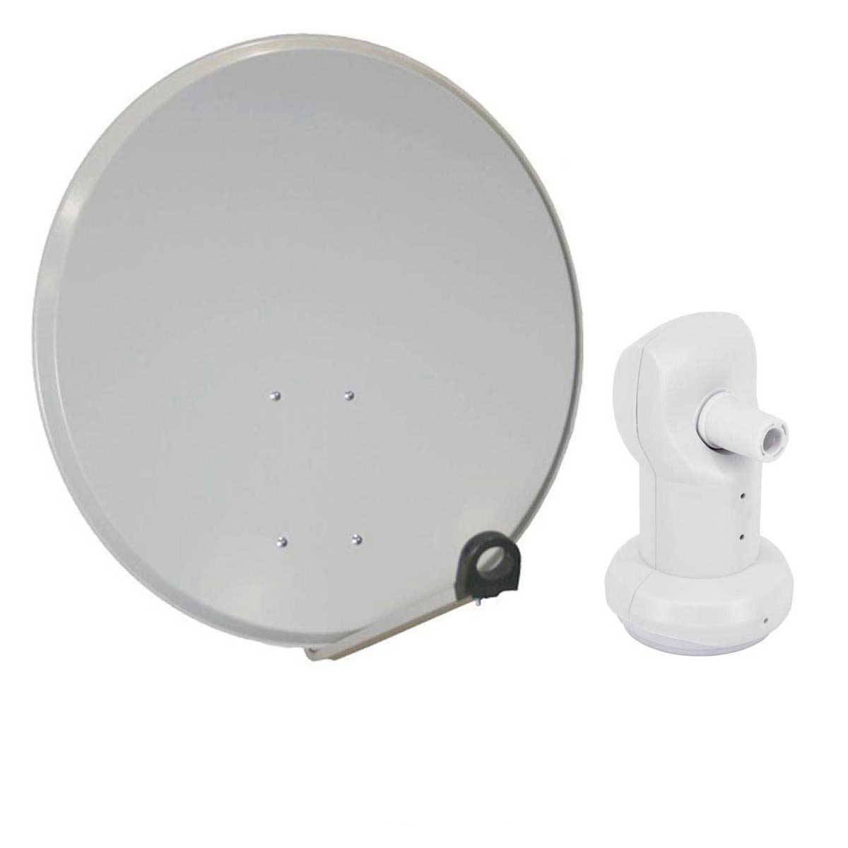 PremiumX Satelliten-Komplettanlage PXS45 Satelliten-Schüssel 45cm Stahl Hellgrau Single LNB für 1 Teilnehmer