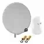 PremiumX Satelliten-Komplettanlage 60cm Satellitenantenne Stahl Hellgrau SAT Single LNB 2x F-Stecker PremiumX Satelliten-Komplettanlage 60cm Satellitenantenne Stahl Hellgrau SAT Single LNB 2x F-Stecker