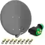 PremiumX Satelliten-Komplettanlage 60cm Satellitenantenne Anthrazit SAT Schüssel Green Diamond Quad LNB 8x F-Stecker PremiumX Satelliten-Komplettanlage 60cm Satellitenantenne Anthrazit SAT Schüssel Green Diamond Quad LNB 8x F-Stecker
