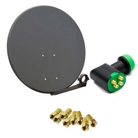 PremiumX Satelliten-Komplettanlage 80cm Satellitenschüssel Anthrazit Quad LNB 8x F-Stecker, SAT für 4 Teilnehmer PremiumX Satelliten-Komplettanlage 80cm Satellitenschüssel Anthrazit Quad LNB 8x F-Stecker, SAT für 4 Teilnehmer