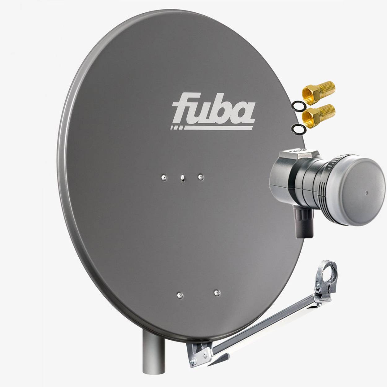 Fuba DAL 801 A + Single LNB Sat Satelliten Anlage Schüssel DEK 117 1 Teilnehmer Alu Spiegel Anthrazit für 1 Teilnehmer HDTV 4K 3D kompatibel Alumin
