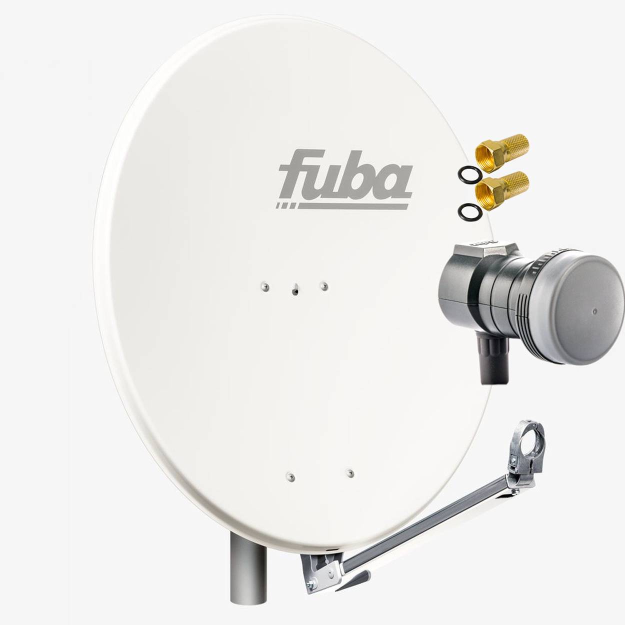 Fuba DAL 801 W + Single LNB Sat Satelliten Anlage Schüssel DEK 117 1 Teilnehmer Alu Spiegel Weiß für 1 Teilnehmer HDTV 4K 3D kompatibel Aluminium