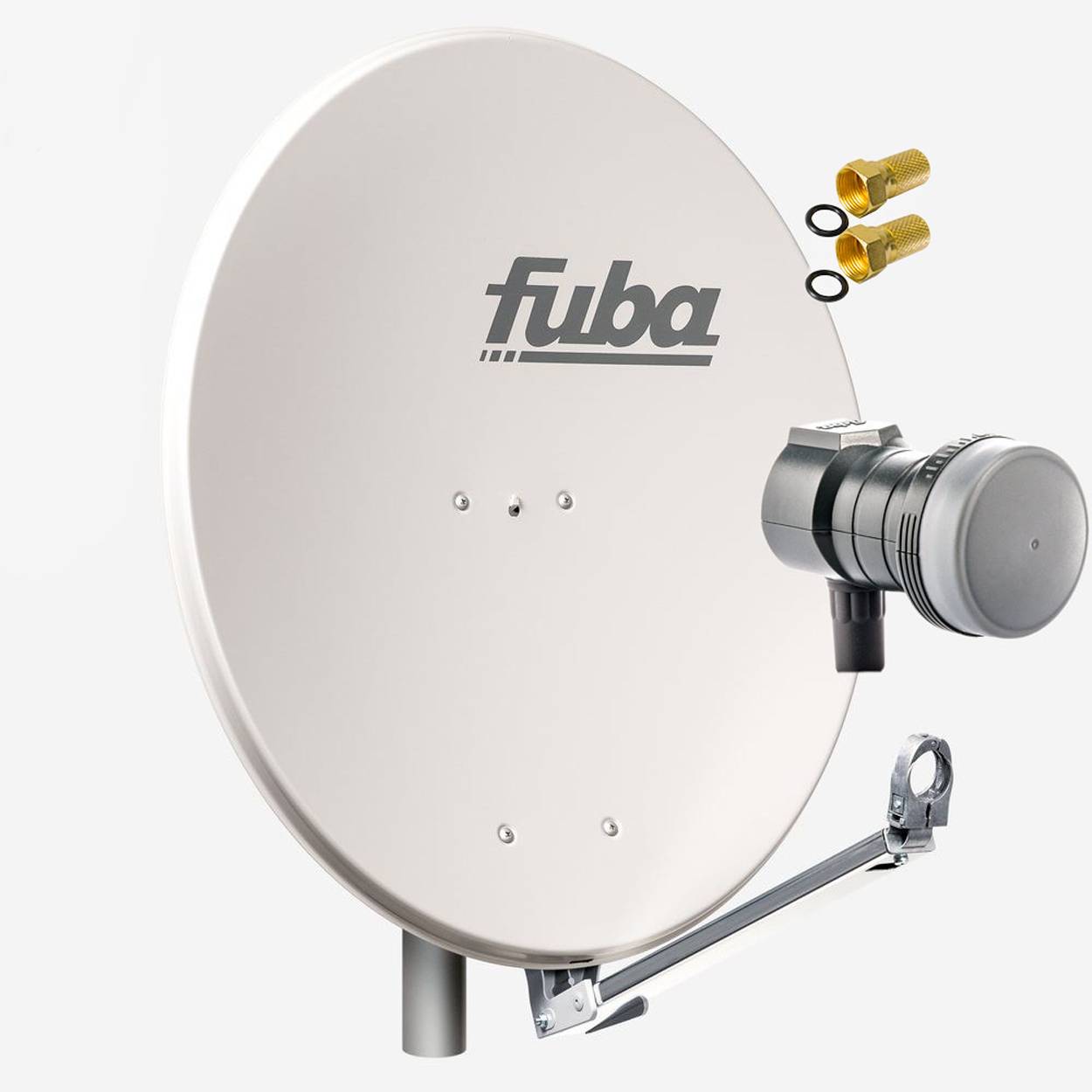 Fuba DAL 801 G + Single LNB Sat Satelliten Anlage Schüssel DEK 117 1 Teilnehmer Alu Spiegel Grau für 1 Teilnehmer HDTV 4K 3D kompatibel Aluminium