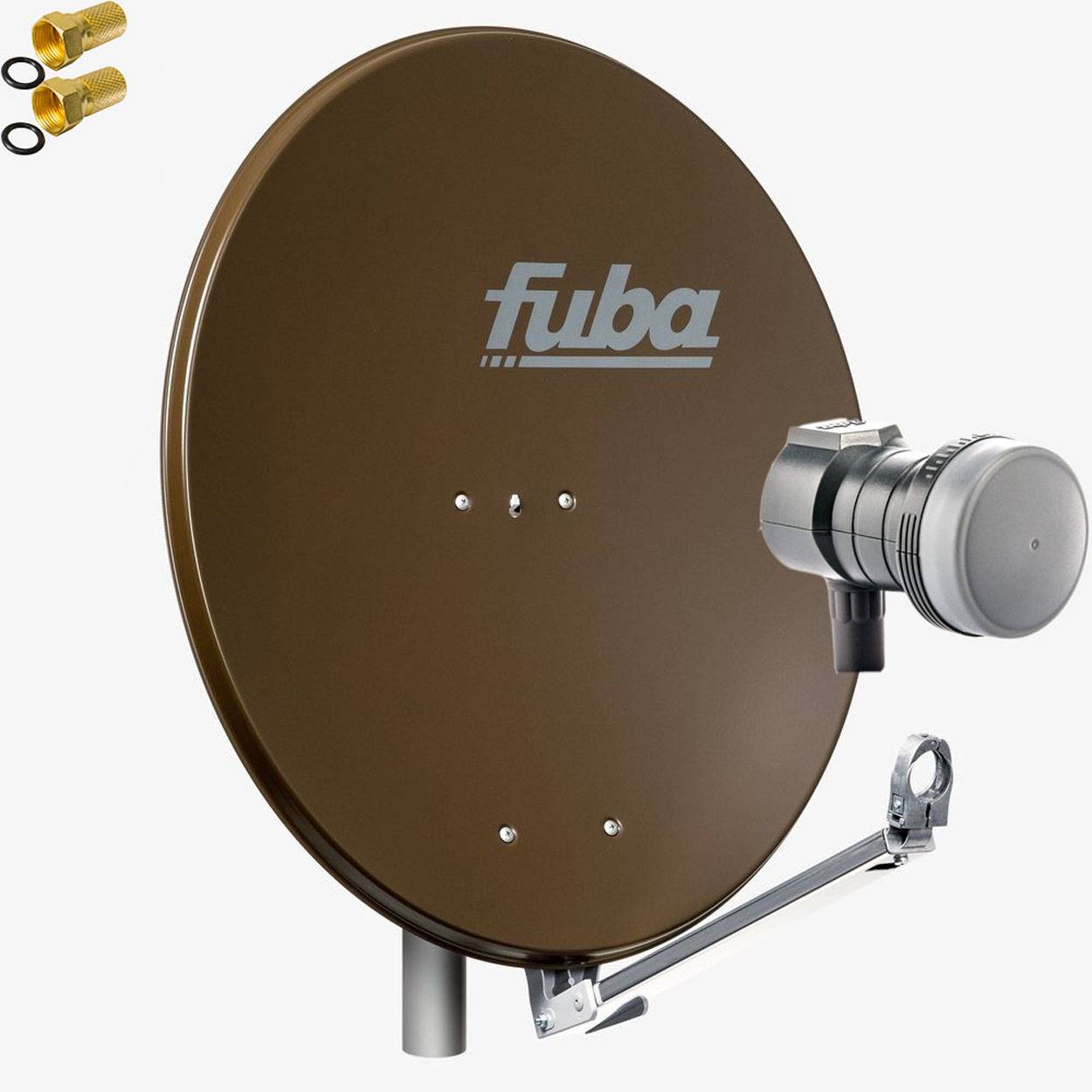Fuba DAL 801 B + Single LNB Sat Satelliten Anlage Schüssel DEK 117 1 Teilnehmer Alu Spiegel Braun für 1 Teilnehmer HDTV 4K 3D kompatibel Aluminium