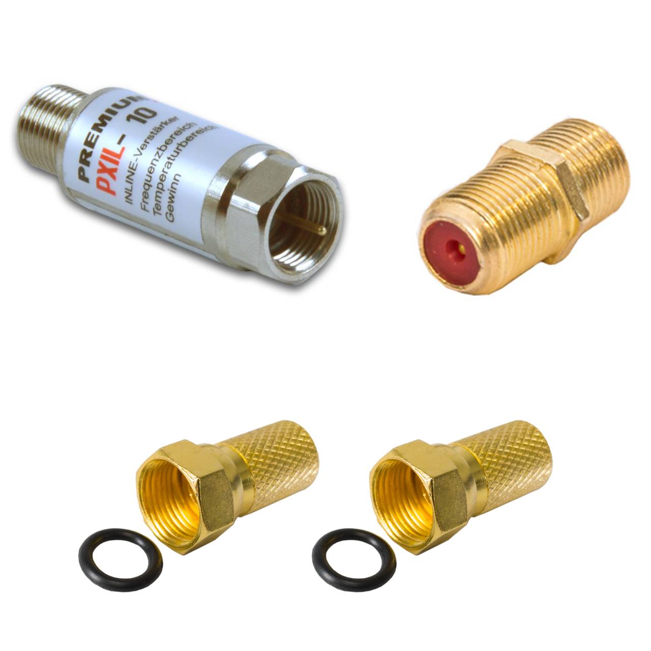 PremiumX Inline Verstärker Set Signalverstärker F-Verbinder 2x F-Stecker für SAT und DVB-T2