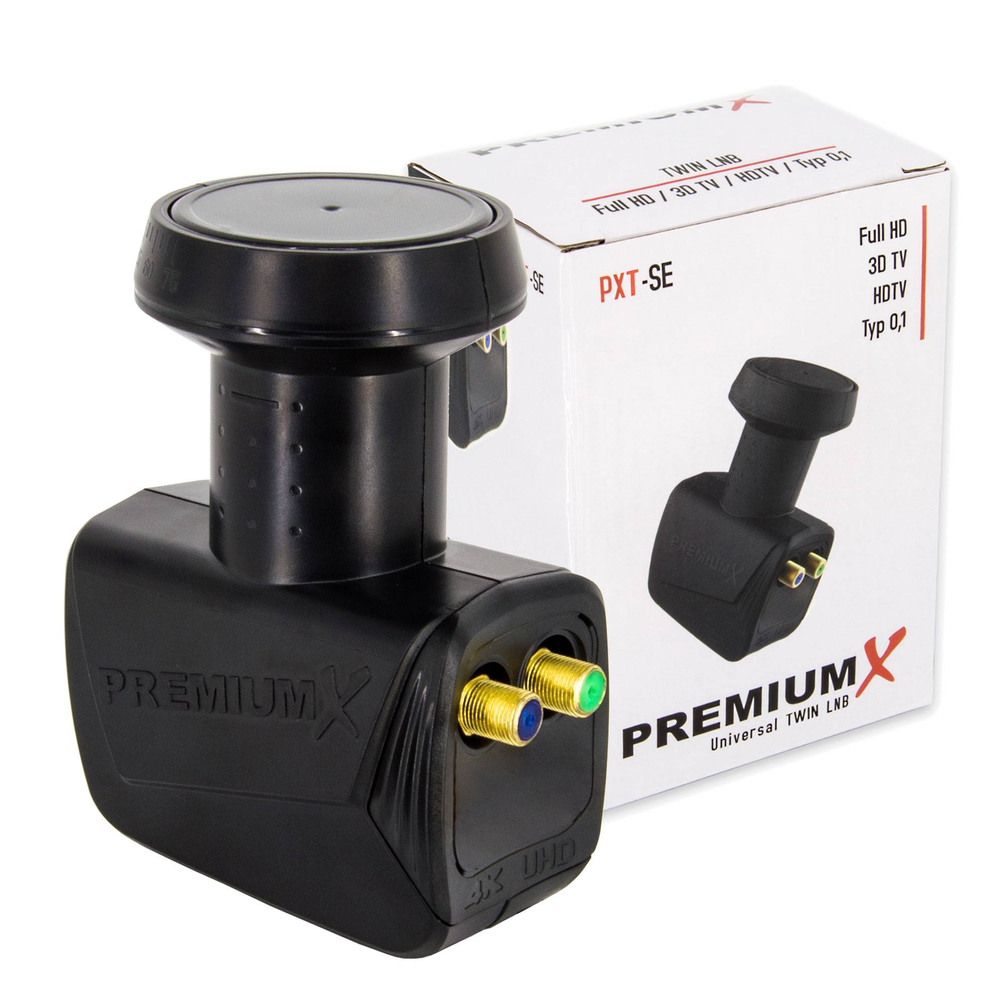 Premium X Twin LNB - 2Fach - für 2 Teilnehmer - 4K Full HD - mit Wetterschutz und LTE Filter für Satellitenschüssel Digital TV Fernseher SAT Receiv