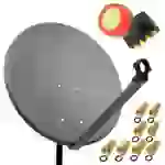 PremiumX 45cm Satelliten-Schüssel Stahl Anthrazit Sat Antenne SUN Quad LNB 8x F-Stecker Satelliten-Komplettanlage 4 Teilnehmer PremiumX 45cm Satelliten-Schüssel Stahl Anthrazit Sat Antenne SUN Quad LNB 8x F-Stecker Satelliten-Komplettanlage 4 Teilnehmer