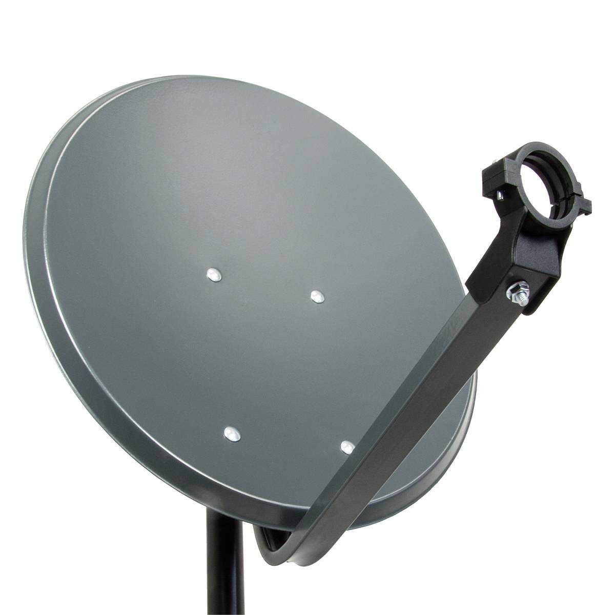 PremiumX Satelliten-Komplettanlage 45cm Anthrazit Satellitenantenne Satelliten-Schüssel SAT Twin LNB Wandhalter 45cm 4x F-Stecker