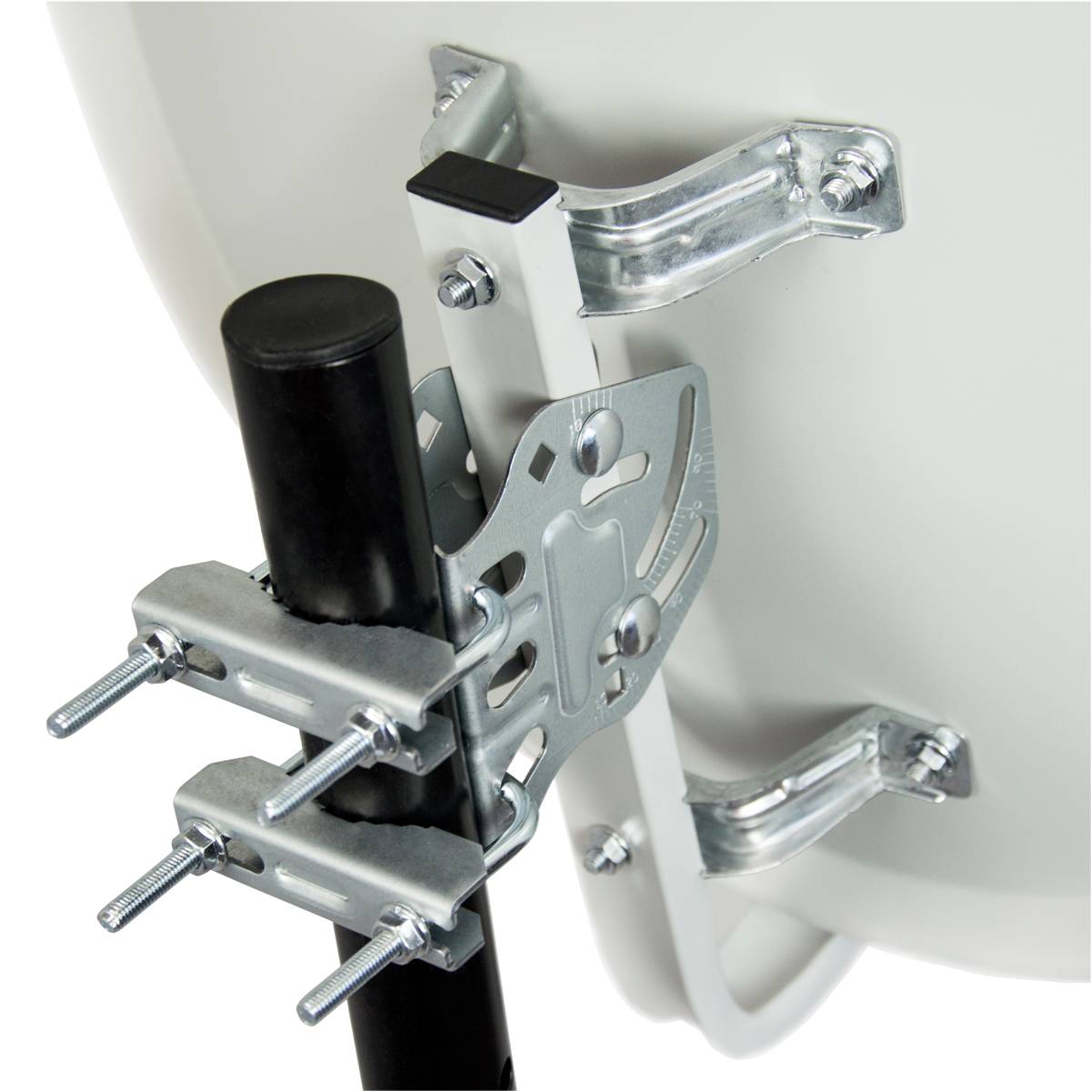 PremiumX 45cm Satellitenschüssel Stahl Hellgrau Sat Antenne SUN Twin LNB Satellitenantenne SAT Anlage 4 F-Stecker 2 TN