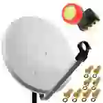 PremiumX 45cm Satellitenschüssel Stahl Hellgrau Sat Antenne SUN Quad LNB Satellitenantenne SAT Anlage 8 F-Stecker 4 TN PremiumX 45cm Satellitenschüssel Stahl Hellgrau Sat Antenne SUN Quad LNB Satellitenantenne SAT Anlage 8 F-Stecker 4 TN