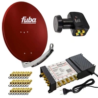 PremiumX Satelliten-Komplettanlage Fuba DAA 780 R Satellitenschüssel Alu Ziegelrot 5/8 Multischalter Quattro LNB 24x F-Stecker, 1 SAT 8 Teilnehmer PremiumX Satelliten-Komplettanlage Fuba DAA 780 R Satellitenschüssel Alu Ziegelrot 5/8 Multischalter Quattro LNB 24x F-Stecker, 1 SAT 8 Teilnehmer