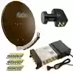 PremiumX Satelliten-Komplettanlage Fuba DAA 780 B Satellitenschüssel Alu Braun 5/8 Multischalter Quattro LNB 24x F-Stecker, 1 SAT 8 Teilnehmer PremiumX Satelliten-Komplettanlage Fuba DAA 780 B Satellitenschüssel Alu Braun 5/8 Multischalter Quattro LNB 24x F-Stecker, 1 SAT 8 Teilnehmer