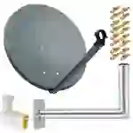PremiumX Satelliten-Komplettanlage 80cm Satellitenantenne Anthrazit Satellitenschüssel SAT Octo LNB 16x F-Stecker Wandhalter 45cm PremiumX Satelliten-Komplettanlage 80cm Satellitenantenne Anthrazit Satellitenschüssel SAT Octo LNB 16x F-Stecker Wandhalter 45cm
