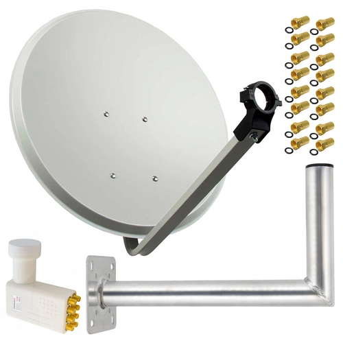 PremiumX Satelliten-Komplettanlage 80cm Satellitenantenne Hellgrau Stahl Satellitenschüssel SAT Octo LNB Wandhalter 45cm ALU 8TN PremiumX Satelliten-Komplettanlage 80cm Satellitenantenne Hellgrau Stahl Satellitenschüssel SAT Octo LNB Wandhalter 45cm ALU 8TN
