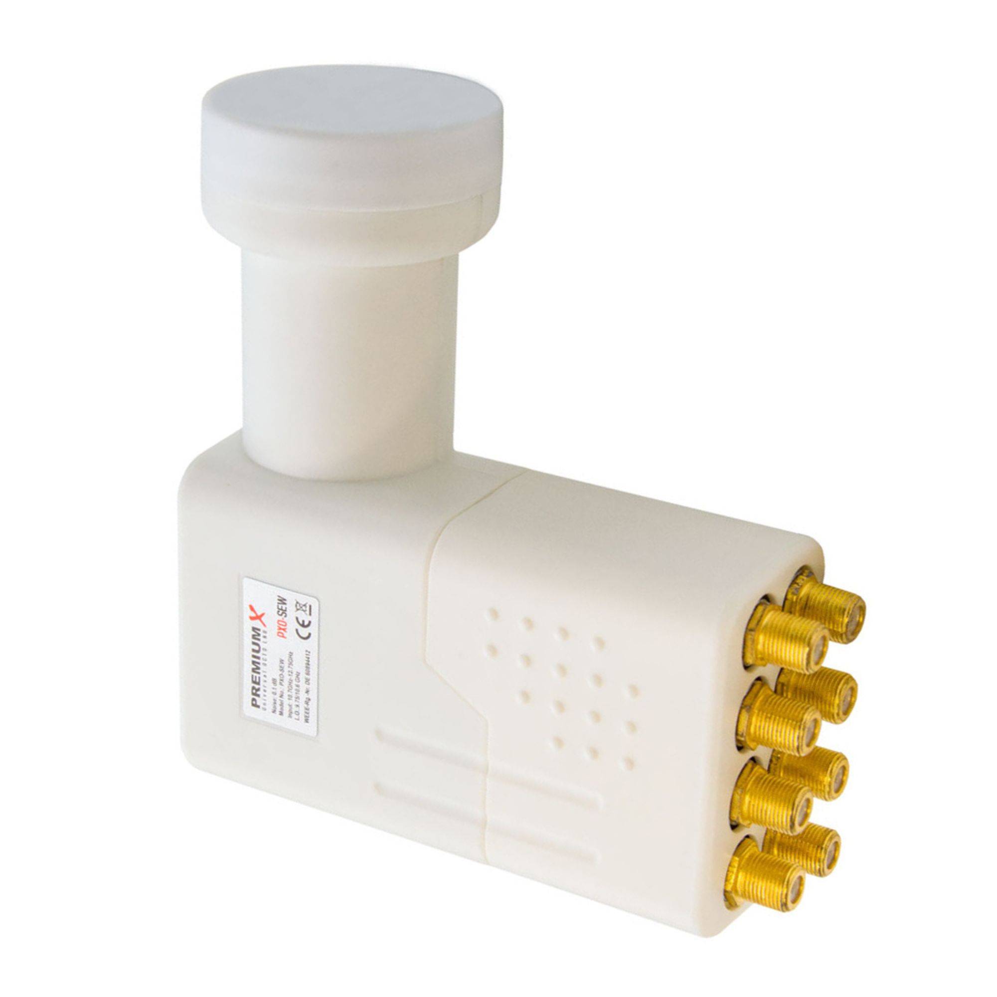 PremiumX DELUXE85 Aluminium 85cm Antenne Digital SAT Schüssel Spiegel in Hellgrau HDTV 4K LNB Octo 0,1dB zum Direktanschluss von 8 Teilnehmern inkl