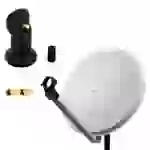PremiumX Satelliten-Komplettanlage 80cm Satellitenschüssel Hellgrau Aluminium Satellitenantenne Single LNB F-Stecker SAT 1 Teilnehmer PremiumX Satelliten-Komplettanlage 80cm Satellitenschüssel Hellgrau Aluminium Satellitenantenne Single LNB F-Stecker SAT 1 Teilnehmer