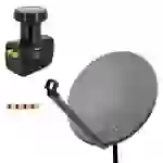PremiumX Satelliten-Komplettanlage 80cm Satellitenschüssel Anthrazit Satellitenantenne Twin LNB 4x F-Stecker, 1 SAT für 2 Teilnehmer PremiumX Satelliten-Komplettanlage 80cm Satellitenschüssel Anthrazit Satellitenantenne Twin LNB 4x F-Stecker, 1 SAT für 2 Teilnehmer