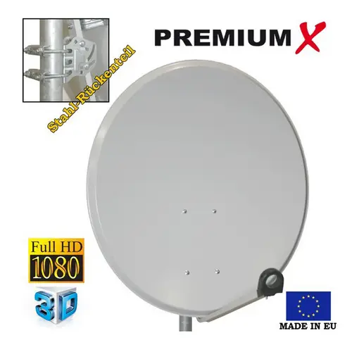 PremiumX Satelliten-Komplettanlage 4 Teilnehmer 60cm Antenne Hellgrau Quad LNB 50m Kabel 4x HD TV SAT-Receiver HDMI-Kabel PremiumX Satelliten-Komplettanlage 4 Teilnehmer 60cm Antenne Hellgrau Quad LNB 50m Kabel 4x HD TV SAT-Receiver HDMI-Kabel