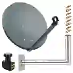 PremiumX Satelliten-Komplettanlage 80cm Satellitenantenne Anthrazit Satellitenschüssel Quad LNB Wandhalter 45cm, 1 SAT 4 Teilnehmer PremiumX Satelliten-Komplettanlage 80cm Satellitenantenne Anthrazit Satellitenschüssel Quad LNB Wandhalter 45cm, 1 SAT 4 Teilnehmer
