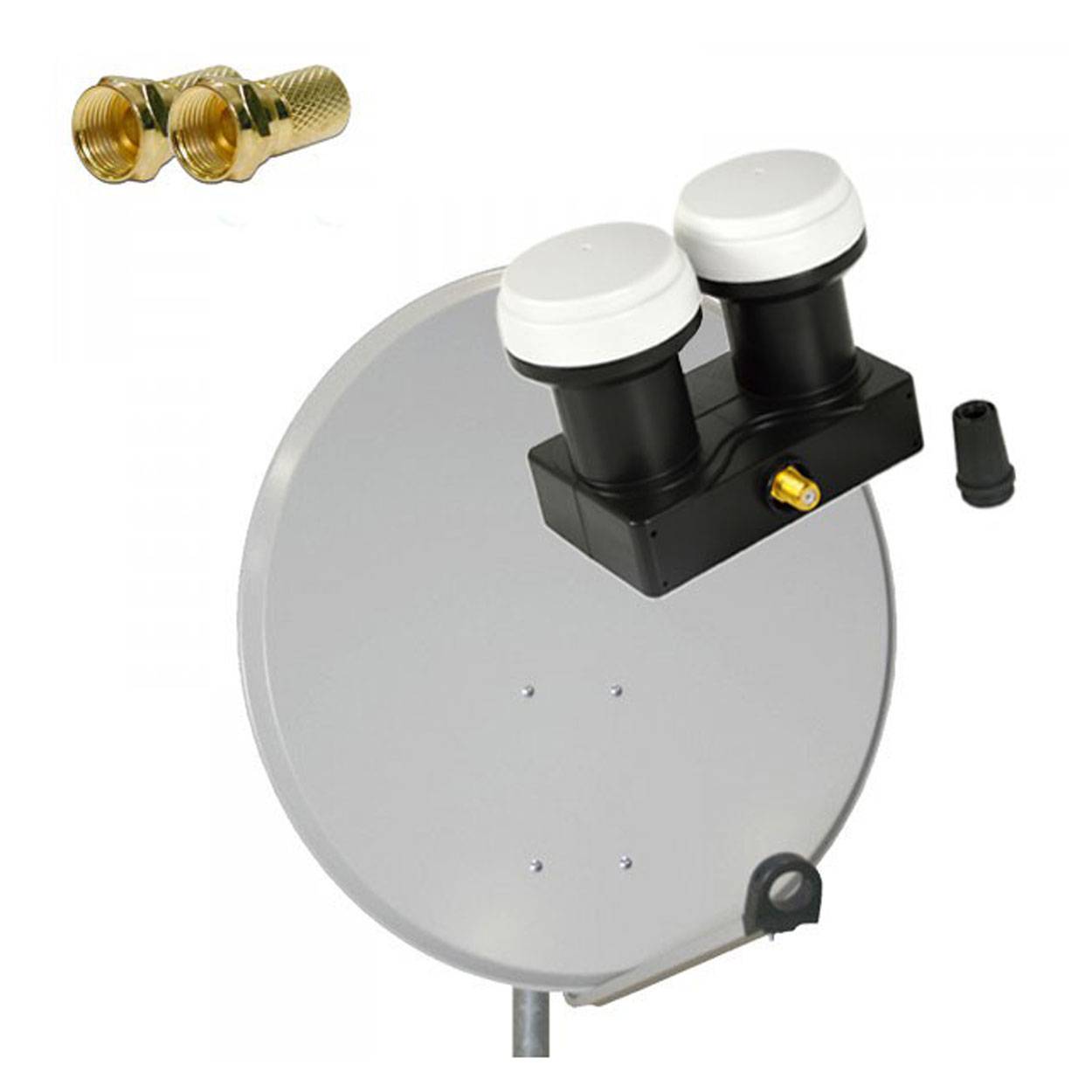 PremiumX Satelliten-Komplettanlage 80cm Satellitenschüssel Aluminium Single LNB Monoblock Astra Hotbird, 2 SAT 1 Teilnehmer