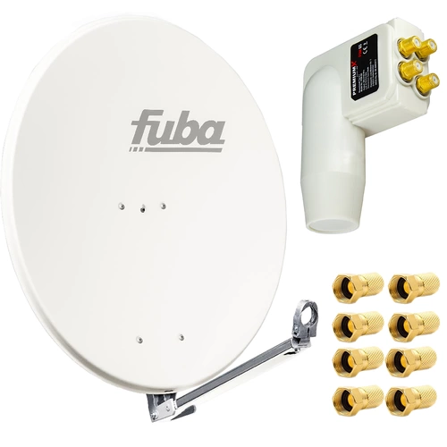 Fuba DAL 800 W Satellitenantenne 80cm Alu Weiß Sat Schüssel + PremiumX LNB Quad Weiß Quattro Switch zum Direktanschluss von 4 Teilnehmer Digital HD Fuba DAL 800 W Satellitenantenne 80cm Alu Weiß Sat Schüssel + PremiumX LNB Quad Weiß Quattro Switch zum Direktanschluss von 4 Teilnehmer Digital HD