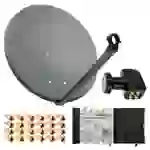 PremiumX Satelliten-Komplettanlage 80cm Satellitenschüssel Anthrazit Multischalter 5/8 Quattro LNB 24 F-Stecker, 1 SAT für 8 Teilnehmer PremiumX Satelliten-Komplettanlage 80cm Satellitenschüssel Anthrazit Multischalter 5/8 Quattro LNB 24 F-Stecker, 1 SAT für 8 Teilnehmer