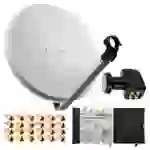PremiumX Satelliten-Komplettanlage 80cm Satellitenschüssel Stahl Hellgrau Multischalter 5/8 Quattro LNB 1 SAT für 8 Teilnehmer PremiumX Satelliten-Komplettanlage 80cm Satellitenschüssel Stahl Hellgrau Multischalter 5/8 Quattro LNB 1 SAT für 8 Teilnehmer