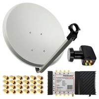 PremiumX Satelliten-Komplettanlage 80cm Satellitenschüssel Stahl Hellgrau Multischalter 5/8 Quattro LNB 1 SAT für 8 Teilnehmer PremiumX Satelliten-Komplettanlage 80cm Satellitenschüssel Stahl Hellgrau Multischalter 5/8 Quattro LNB 1 SAT für 8 Teilnehmer