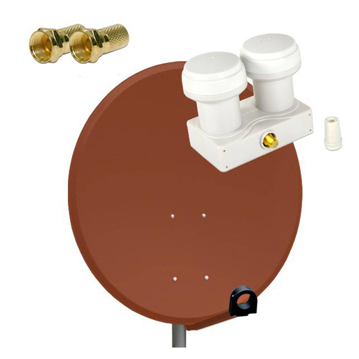 PremiumX Satelliten-Komplettanlage 80cm Satellitenschüssel Rot Aluminium Single LNB Monoblock Astra Hotbird, 2 SAT für 1 Teilnehmer