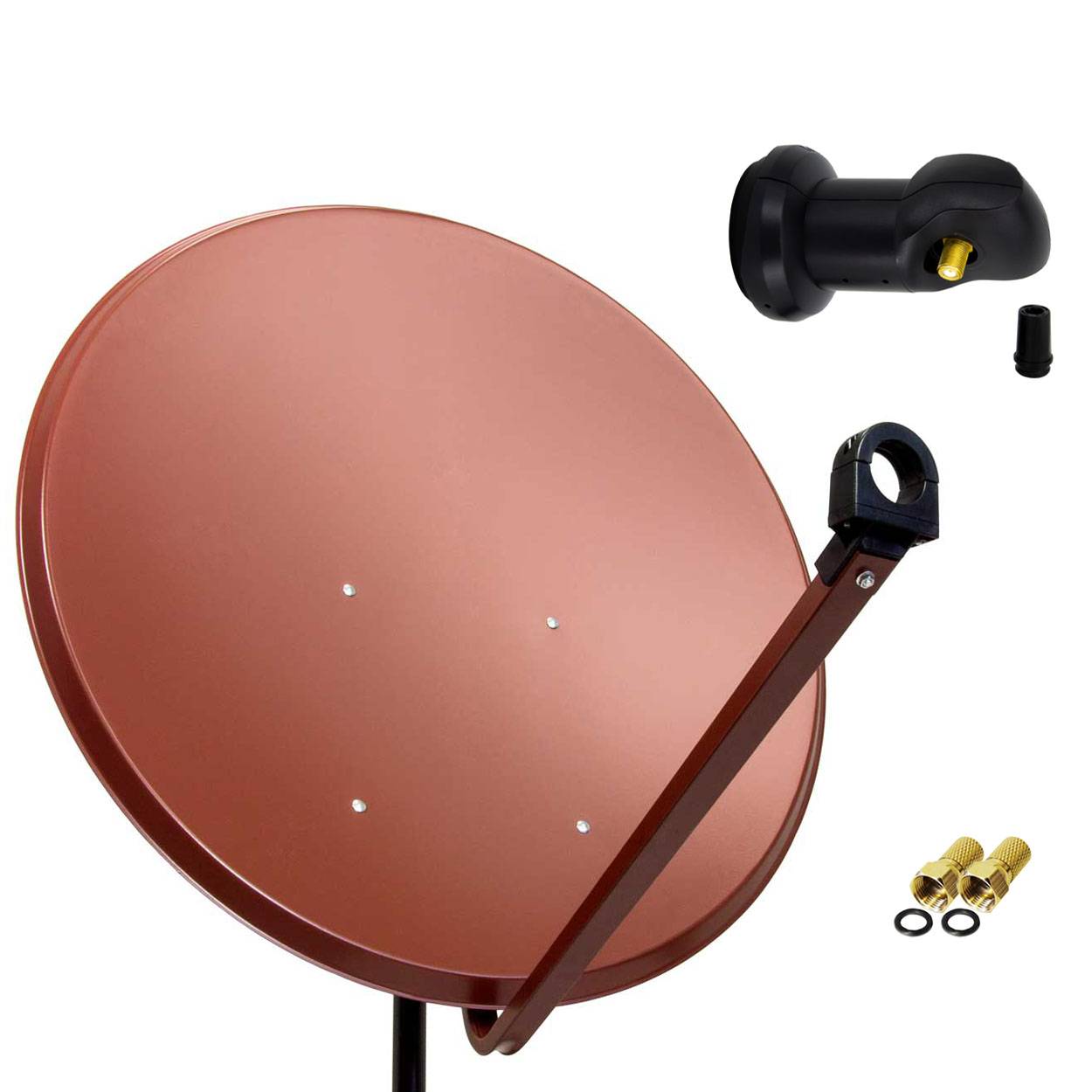 PremiumX Satelliten-Komplettanlage 100cm Satellitenschüssel Rot Satellitenantenne Single LNB F-Stecker, SAT für 1 Teilnehmer