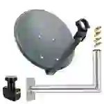PremiumX Satelliten-Komplettanlage 45cm Anthrazit Satellitenantenne Satelliten-Schüssel SAT Twin LNB Wandhalter 45cm 4x F-Stecker PremiumX Satelliten-Komplettanlage 45cm Anthrazit Satellitenantenne Satelliten-Schüssel SAT Twin LNB Wandhalter 45cm 4x F-Stecker