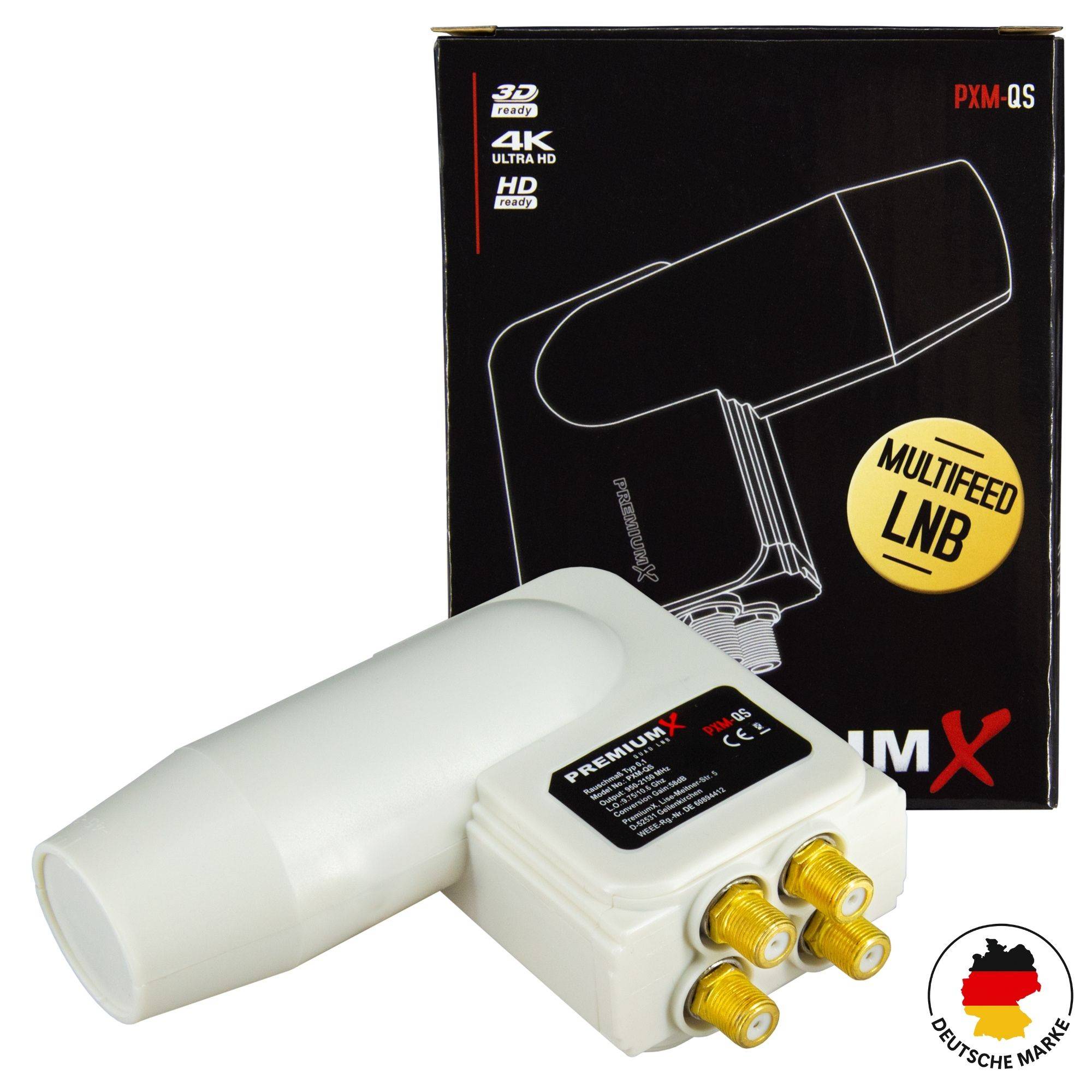 Premium X Satelliten-Komplettanlage Fuba DAA 850 W Satellitenschüssel Alu Weiß Quad LNB weiß 8x F-Stecker für 4 Teilnehmer