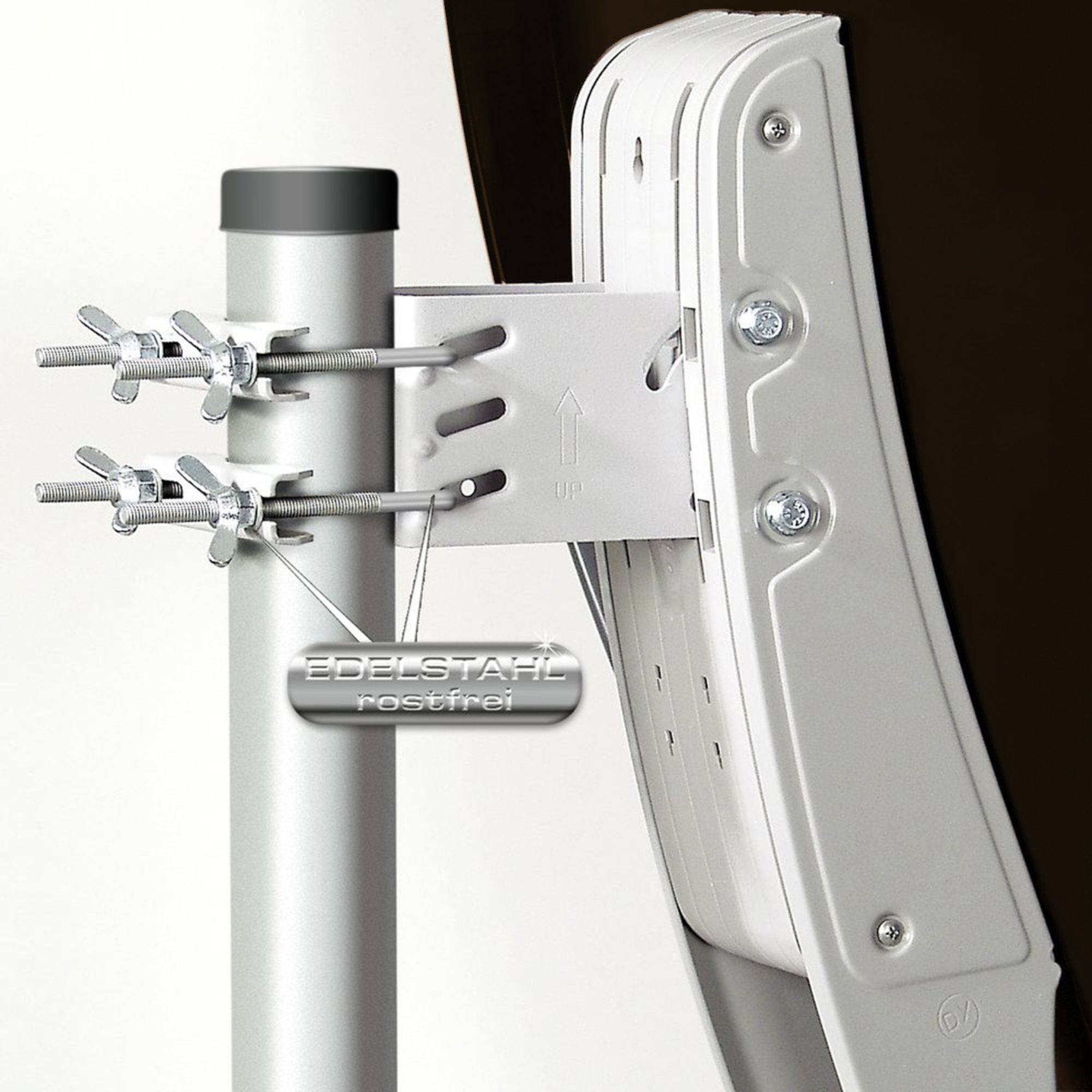 Premium X Satelliten-Komplettanlage Fuba DAA 850 B Satellitenschüssel Alu Braun Quad LNB weiß 8x F-Stecker für 4 Teilnehmer