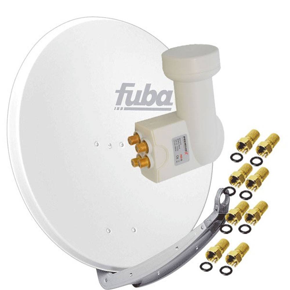 Fuba DAA 780 W 74x84cm Sat Schüssel Alu Weiß PremiumX LNB Quad 8x F-Stecker